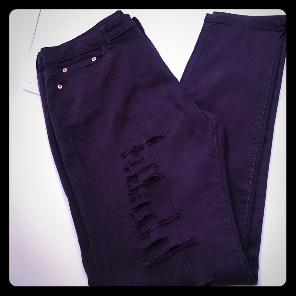 Pearl brand jeans purple distressed size 17